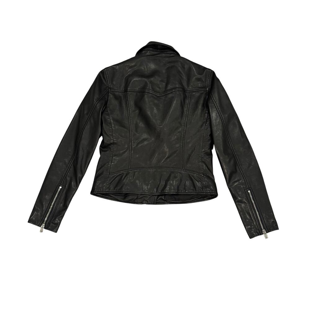 AllSaints Vela Biker Jacket Black Lamb Leather Women's 6 - Picture 2 of 11
